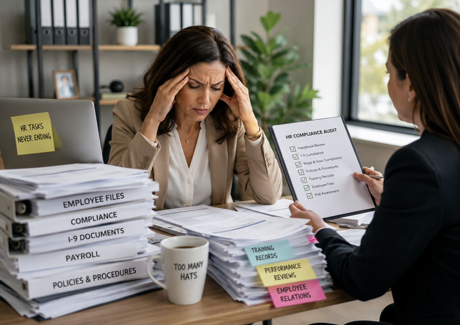 Business owner overwhelmed with HR responsibilities